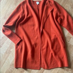 J. Crew Vibrant Orange Cardigan Women’s Large Juliette collarless sweater-blazer